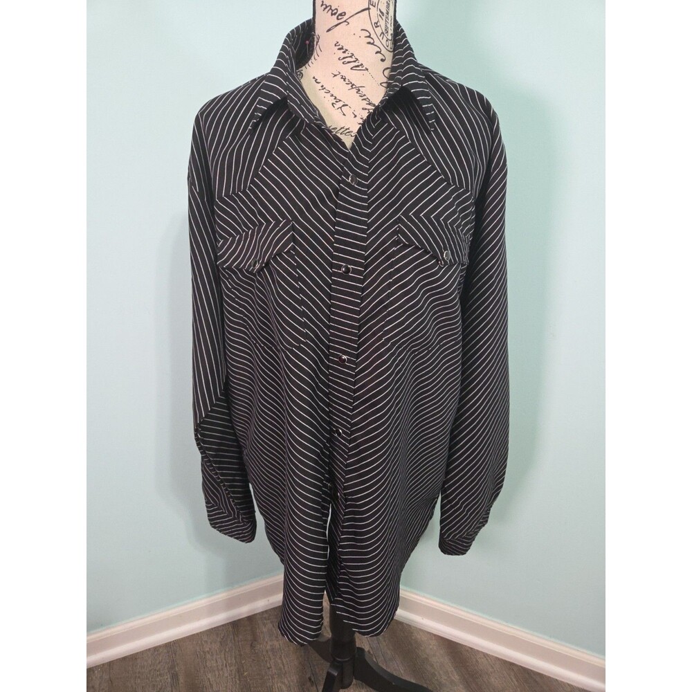 Sergio Vadducci Men's Long-Sleeve Classic Western Shirt striped black white larg